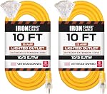 Iron Forge Cable 3 Outlet 10 Gauge Extension Cord 25 ft, 10/3 Heavy Duty Extension Cord with Multiple Plugs 3 Prong, SJTW Weatherproof Outdoor Power Cable Multi Outlets for Major Appliances