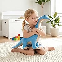 Vista 6 de Juguete de peluche de dinosaurio de brachiosaurio de simulación - Peluche de dinosaurio tiranosaurio Rex, juguetes de peluche de animales suaves