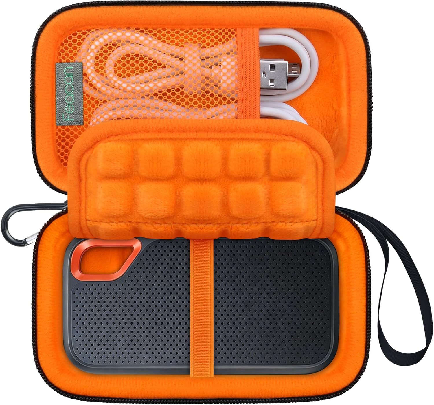 Hard Case for SanDisk Extreme/SanDisk Extreme Pro Portable External SSD Solid State Drive 500GB 1TB 2TB 4TB 8TB, Travel Case Protective Cover Storage Bag with SD Card Slot (Case Only), Orange