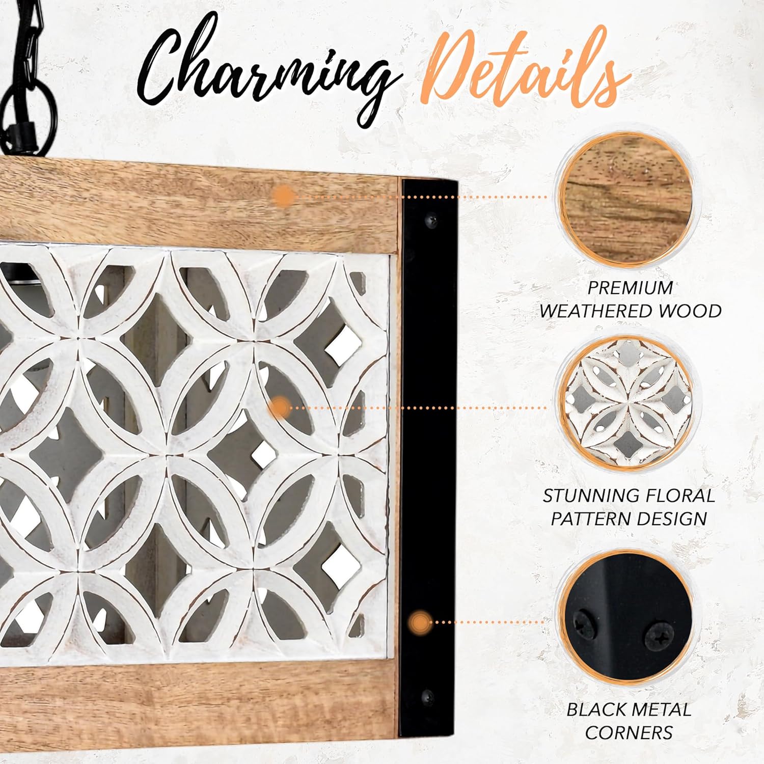 Autumn Alley Cottage Chic Farmhouse Chandelier, Farmhouse Kitchen Light Fixtures, French Country Wooden Chandeliers for Dining Room, Hanging Pendant Light for Kitchen Island, Cafe Bar, Hallway