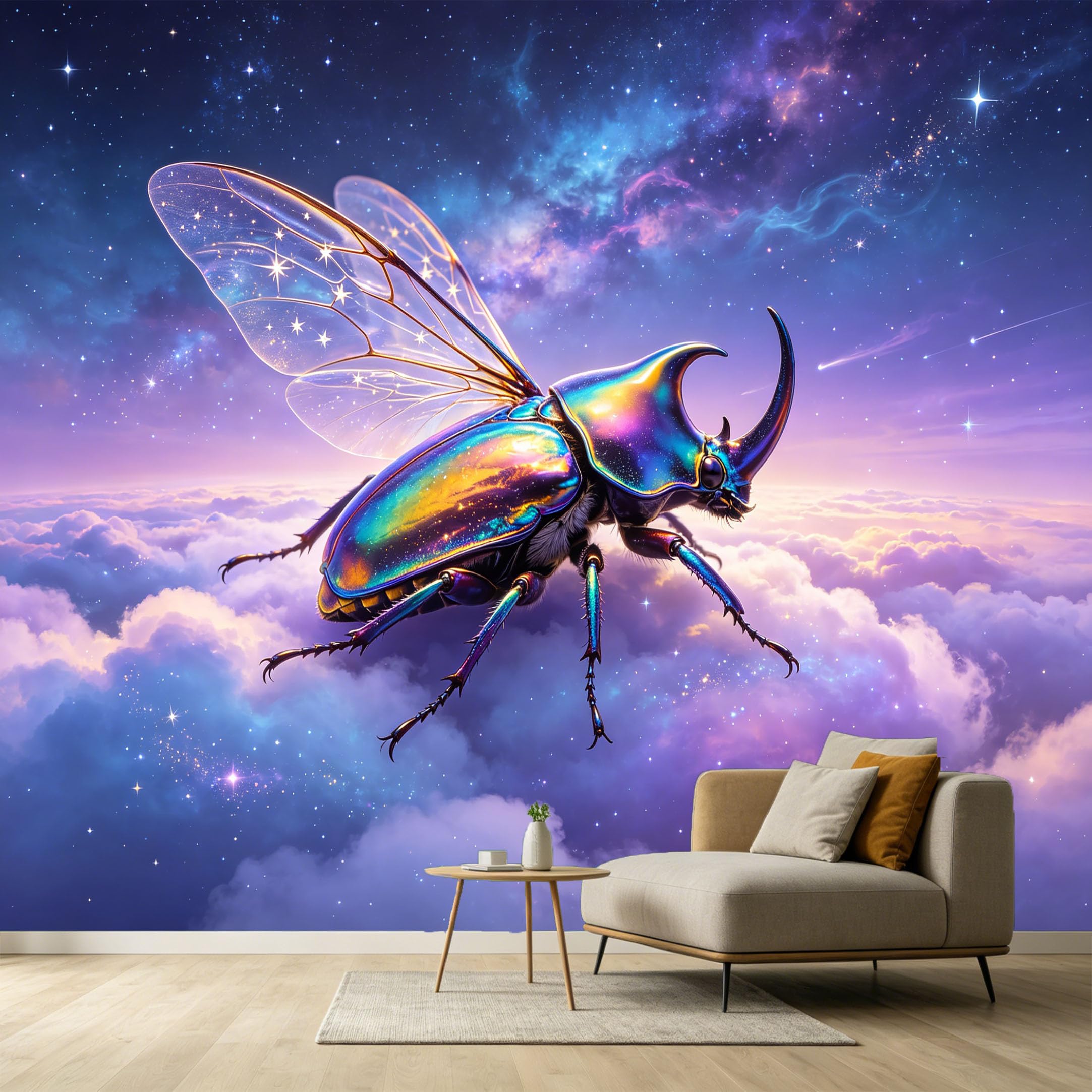 Custom Size Wall Murals Abstract Celestial Beetle Cosmic Galaxy Stars Clouds SelfAdhesive Wall Fabric Removable Large Wallpaper Photo for Living Room Home Decor Art