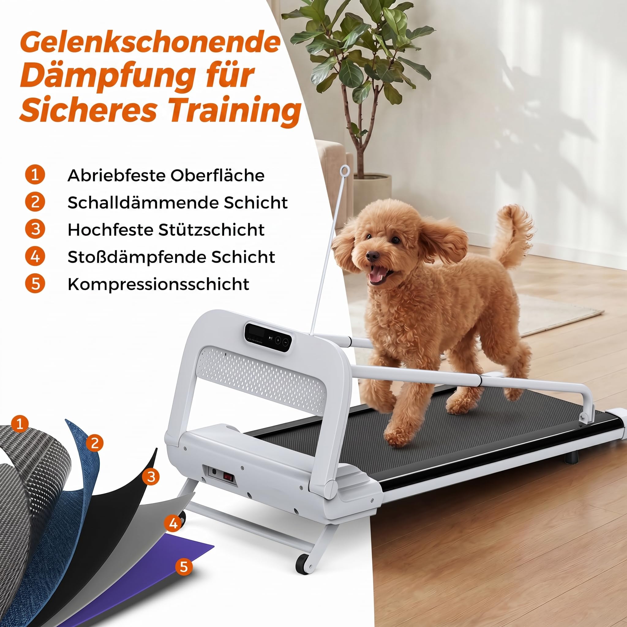 Hundelaufband für Kleine & Mittelgroße Hunde, 100 × 40 cm Laufbereich