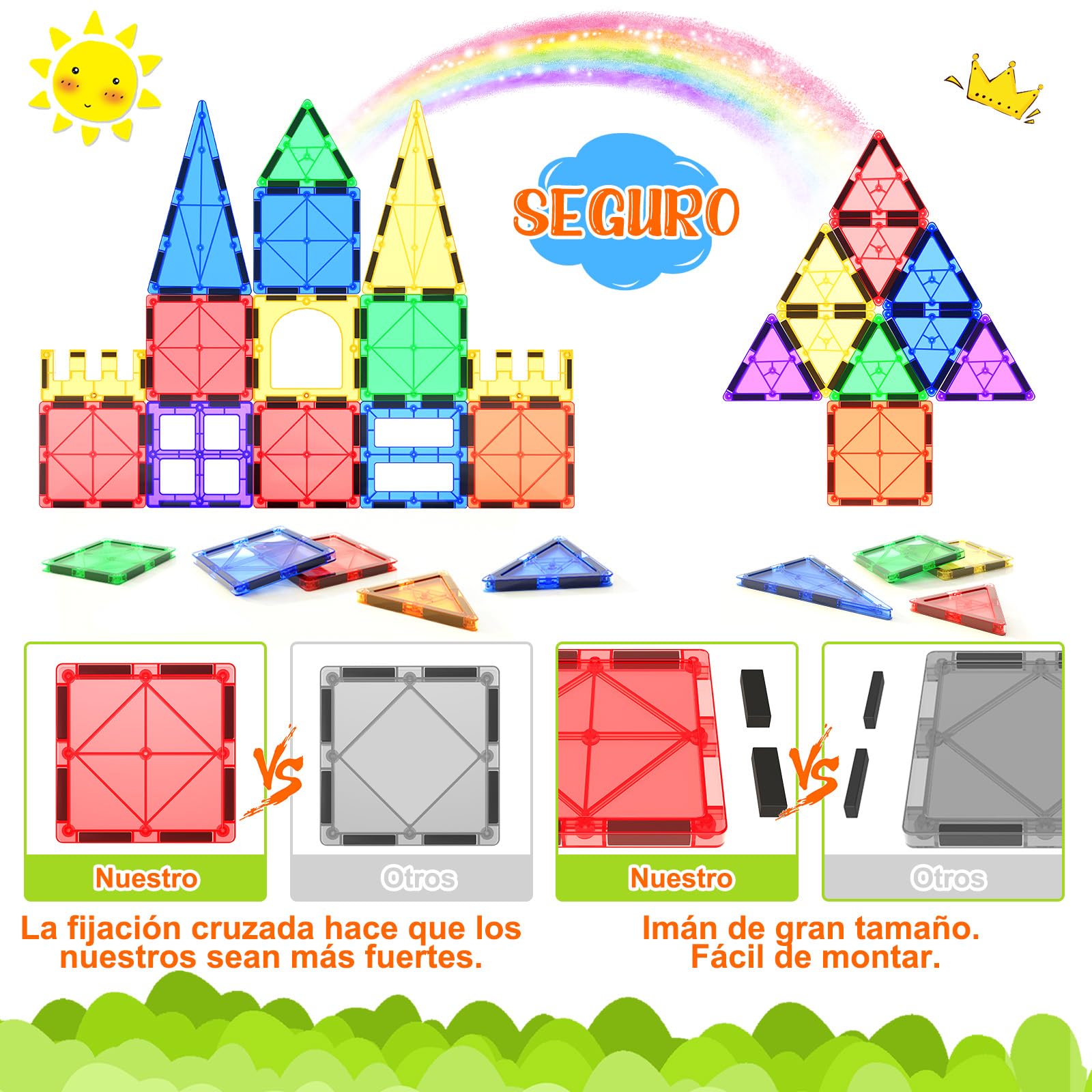 Bloques Magnéticos de Construcción Juguete Educativo Montessori para Niños y Niñas de 3 y 4 Años Bloques Magnéticos para Construcción Infantil Juguetes para Niños 3 Años Juguetes para Niños 3 Años