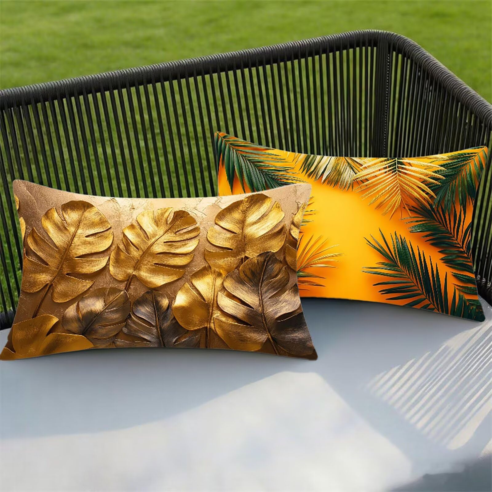 Federe Cuscino 60x80 Set di 2, Giallo Federe Cuscini Divano Lino, Rettangolari Copricuscini 60x80cm Con Cerniera Invisibile, Copricuscino per Camera Letto Casa Decorazioni Regalo, Nordico J-1242