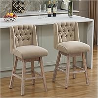 Vista 18 de Juego de 4 taburetes de bar giratorios de 26 pulgadas, taburetes de bar de altura de mostrador con respaldo, taburetes de bar tapizados de tela