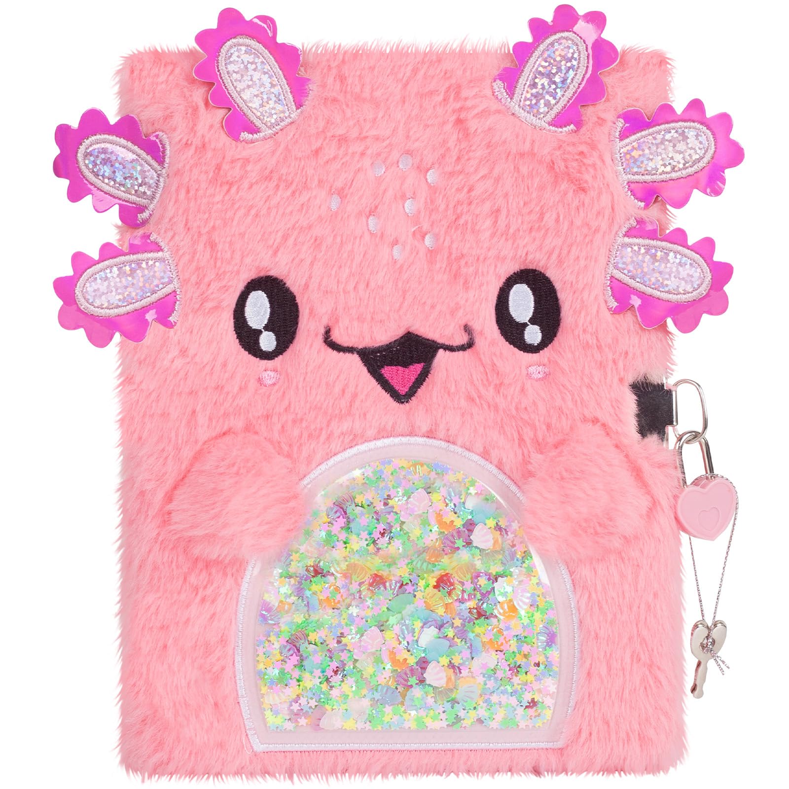 Axolotl Diary for Girls with Lock, Plush Axolotl Toys Gift for Teen Girls, Kids Writing Journal Notebook, Birthday Gifts for Little Girls Ages 5 6 7 8 9 10-12 Year Old