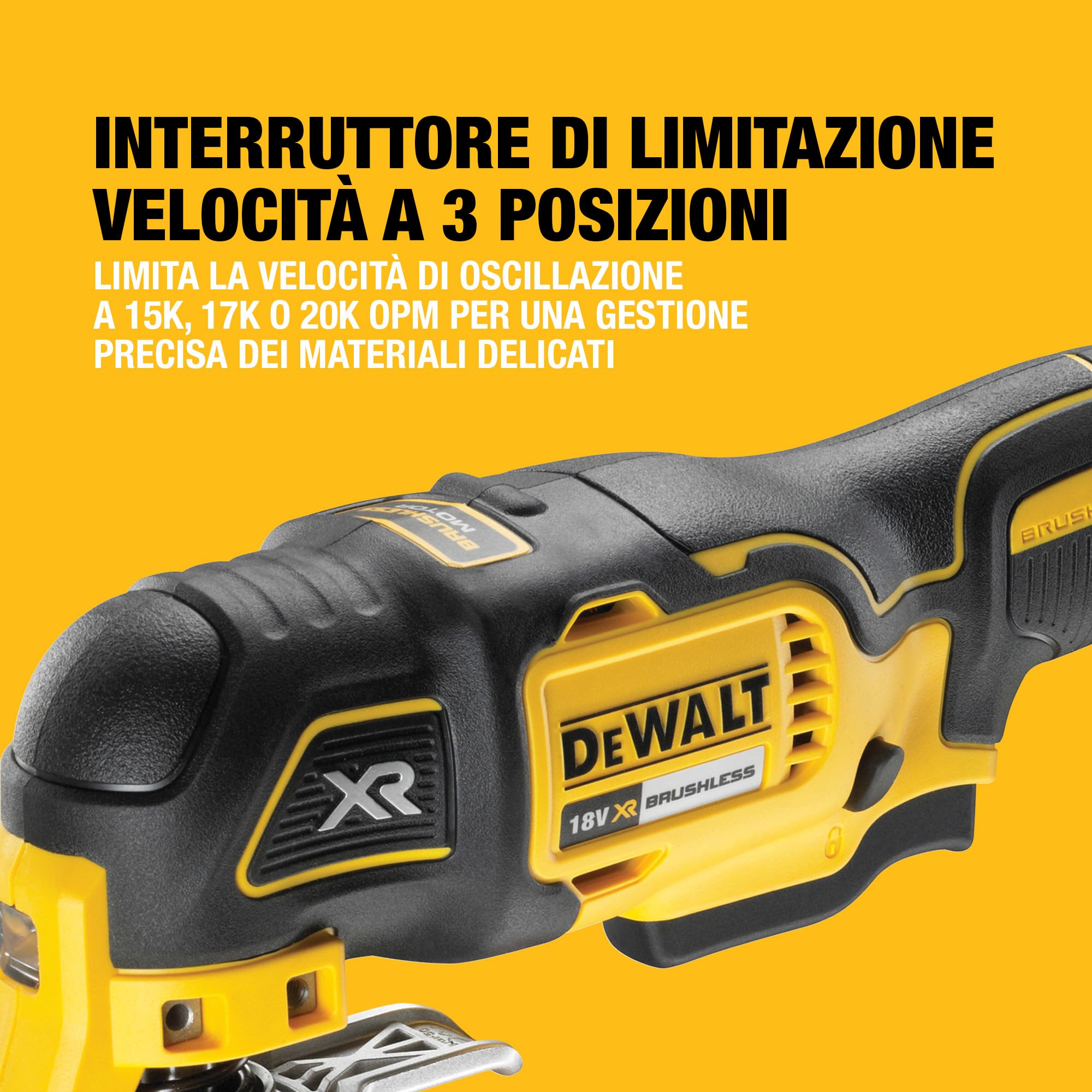 DEWALT Utensile multifunzione 18V Motore BRUSHLESS, DCS356NT-XJ