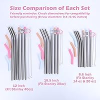 Vista 3 de Pajitas de acero inoxidable con tapas que se ajustan a vasos Stanley de 14oz y 20oz, Pajita reutilizable de 8.6 pulgadas con puntas de silicona
