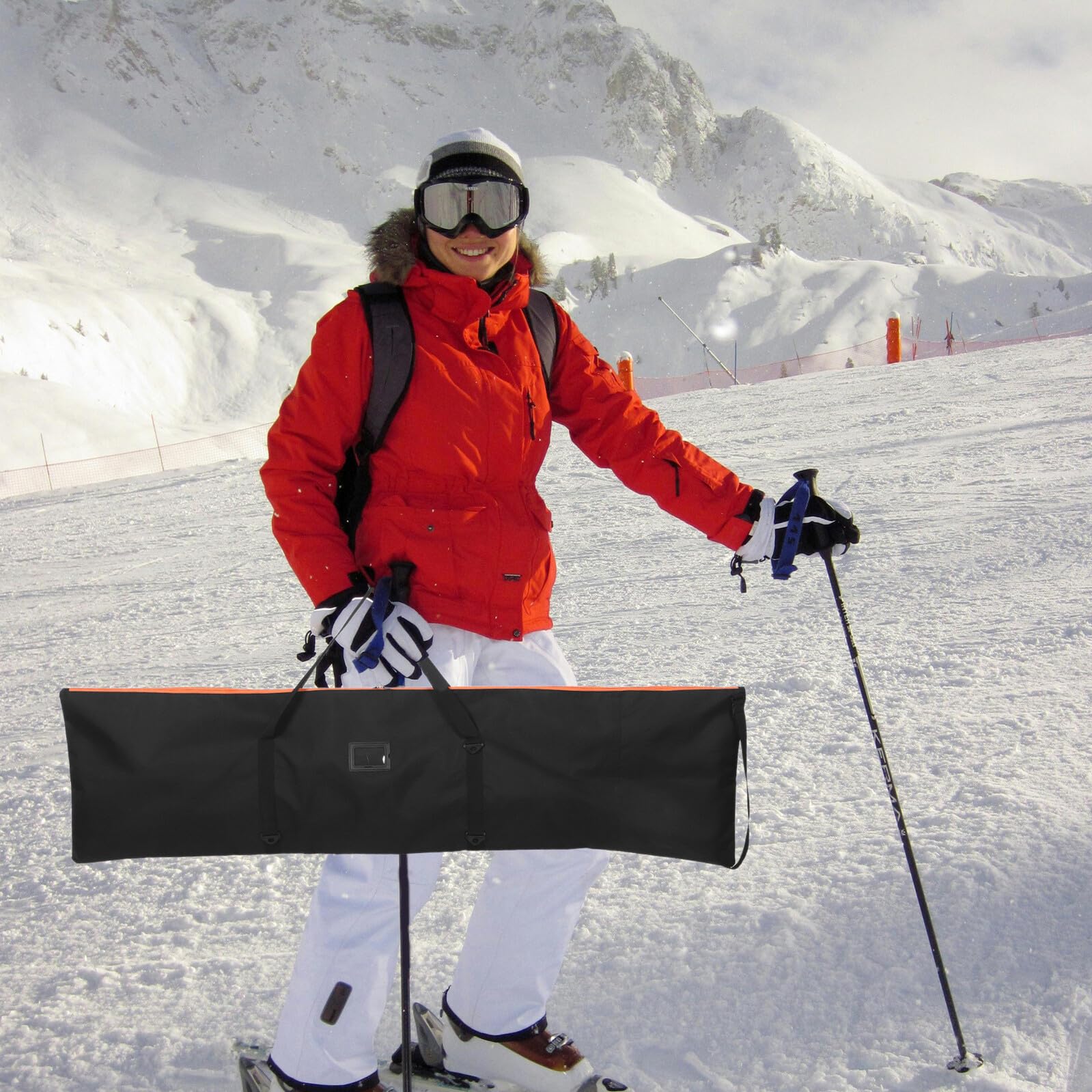 Healeved Borsa da Snowboard Porta Snowboard 167x41 Cm Tracolla Imbottita, Copertura da Viaggio Resistente Finestra Porta Etichetta per Attrezzatura da Sci e Accessori, per Trasporto
