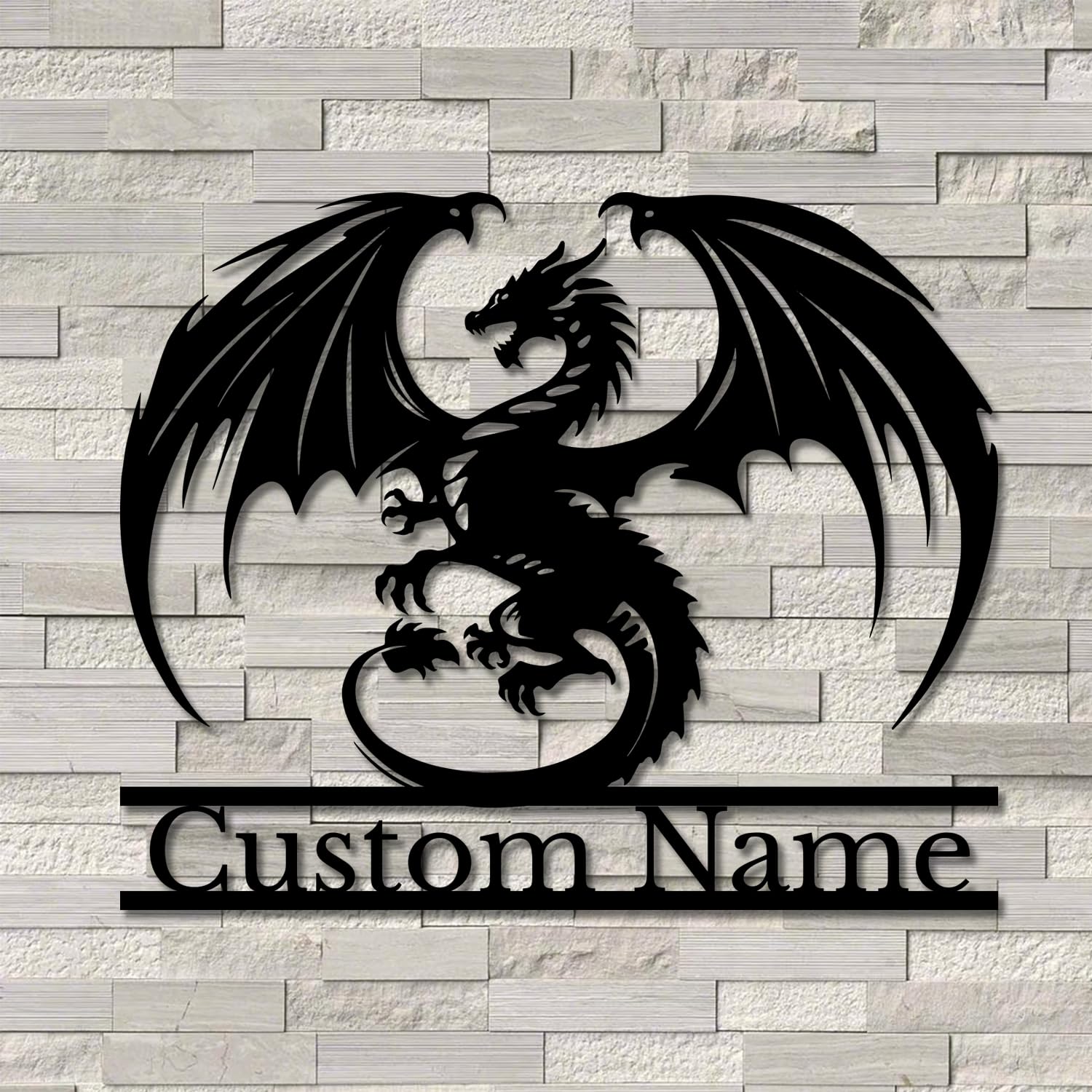Senyer Style-2 Dragon Metal Wall Art, Personalized Dragon Name Sign (Style-2)