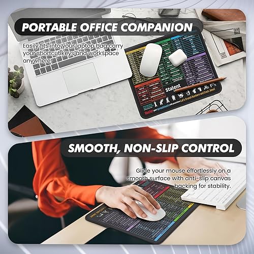 Miniatura 6 de Alfombrilla de mouse para accesos directos de ExcelWordPowerPointWindows. Almohadilla de escritorio pequeña de hoja de trucos de Excel, 11.8 x 9.8