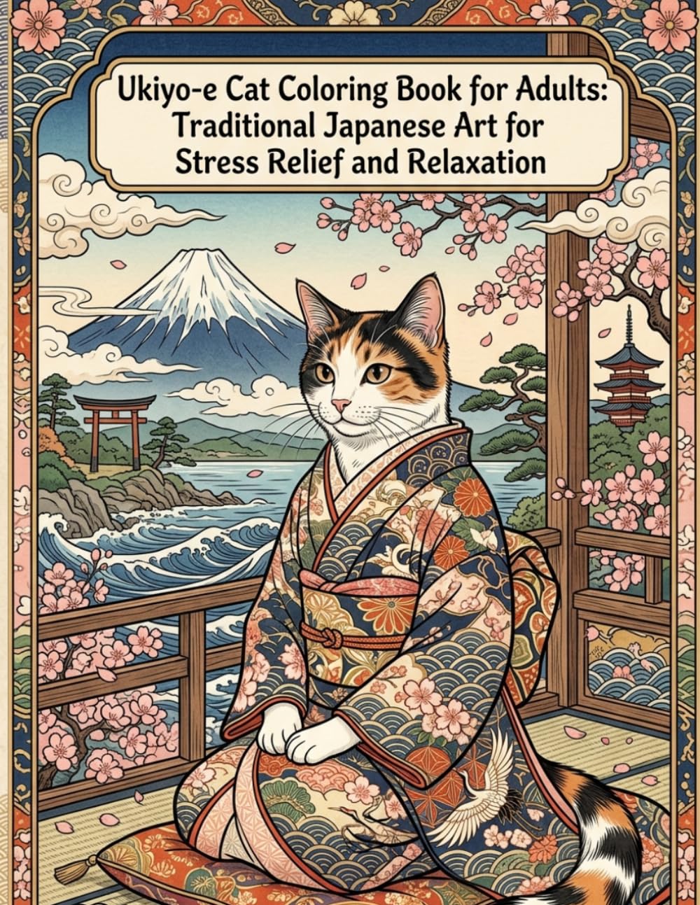 Ukiyo-e Ukiyo-e Cat Coloring book for Adults: Traditional Japanese Art for Stress Relief and Relaxation: Japanese art / Japanese woodblock prints / Stress Relief / Mindfulness / Ukiyo-e cat / kimono