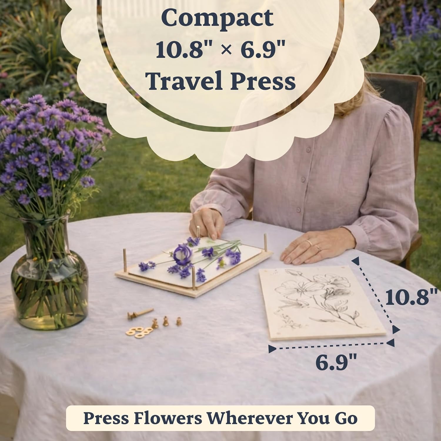 Berstuk Wooden Flower Press for Adults and Teens - Includes Expert Video Tutorials - Large Flower Press Kit 10.8" x 6.9" - Gift-Ready Packaging Ideal for Arts and Crafts Lovers