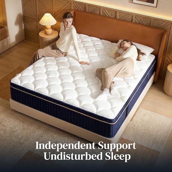 King Size Mattress, 14 Inch Hybrid King Mattress in a Box, Medium Firm Memory Foam Mattress, with Individual Pocket Springs, Upgrade Zoned Support, Motion Isolation&Pressure Relief, CertiPUR-US