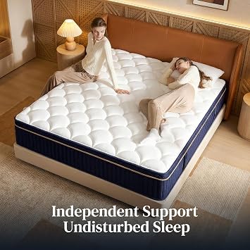 King Size Mattress, 14 Inch Hybrid King Mattress in a Box, Medium Firm Memory Foam Mattress, with Individual Pocket Springs, Upgrade Zoned Support, Motion Isolation&Pressure Relief, CertiPUR-US