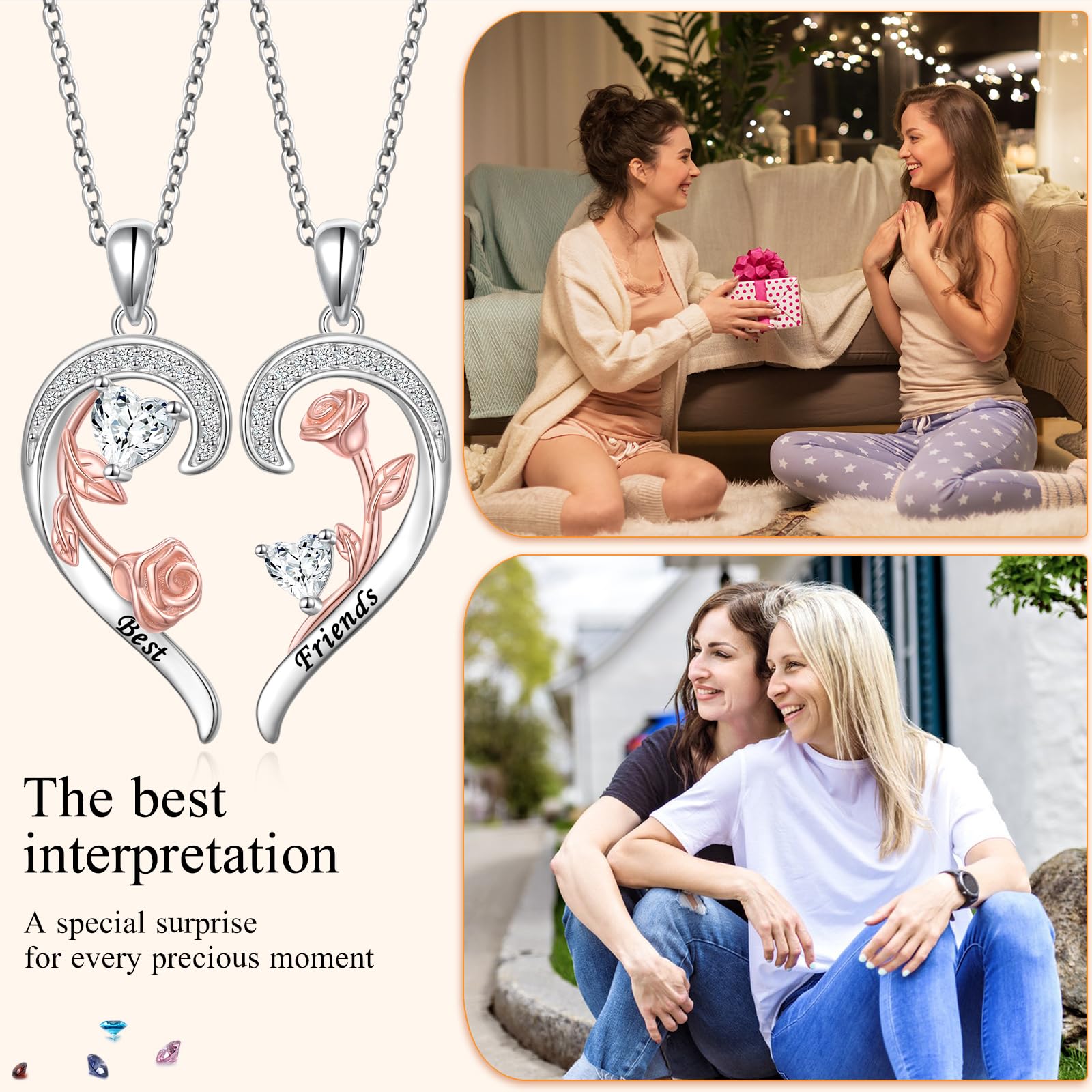 Mutter Tochter Kette 925er Sterlingsilber herz passender Halsketten Damen Familien schmuck Mutter und Tochter geschenk für Mama Muttertag Geburtstags geschenk
