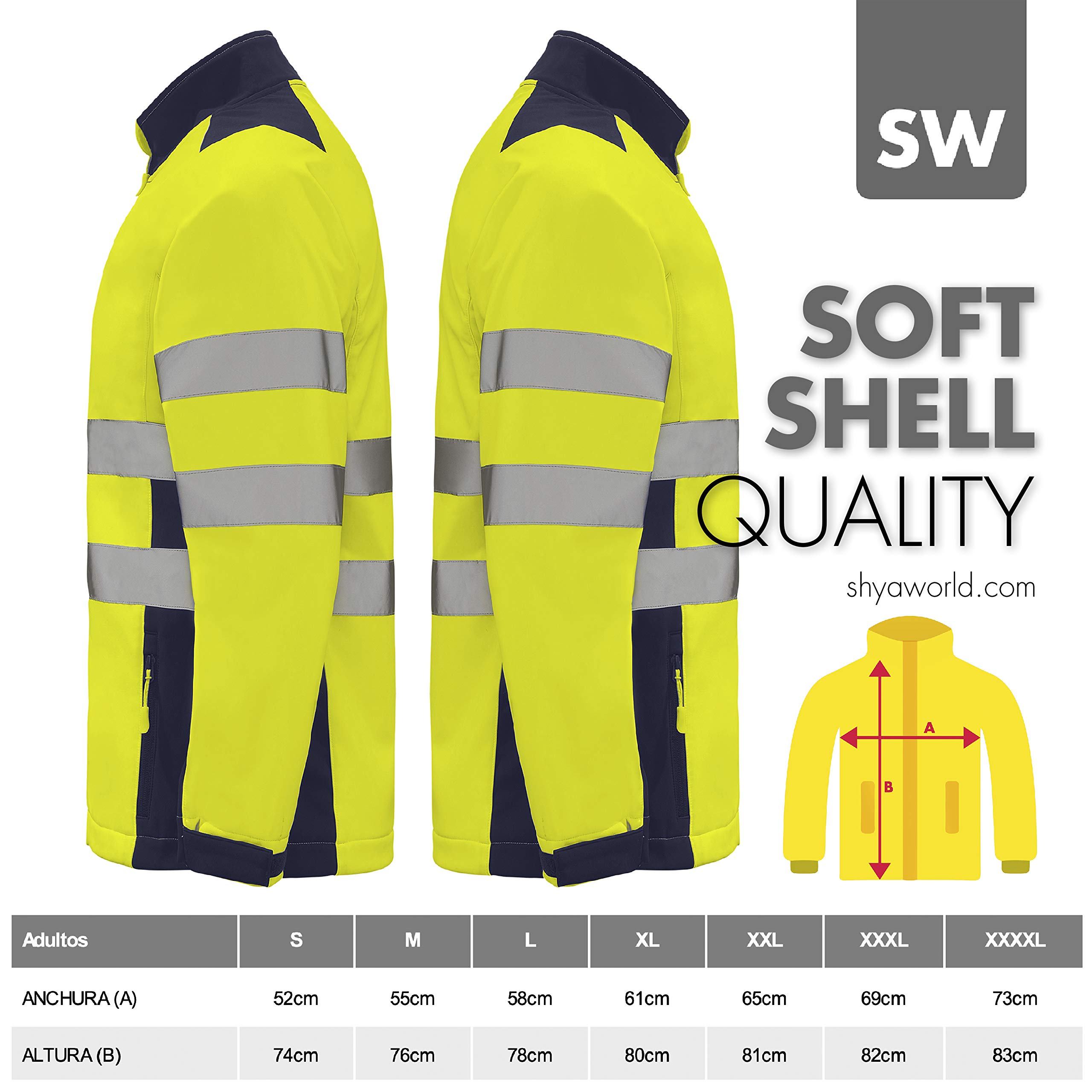 Chaqueta Softshell Alta Visibilidad Trabajo homologada Reflectante Cortavientos Impermeable