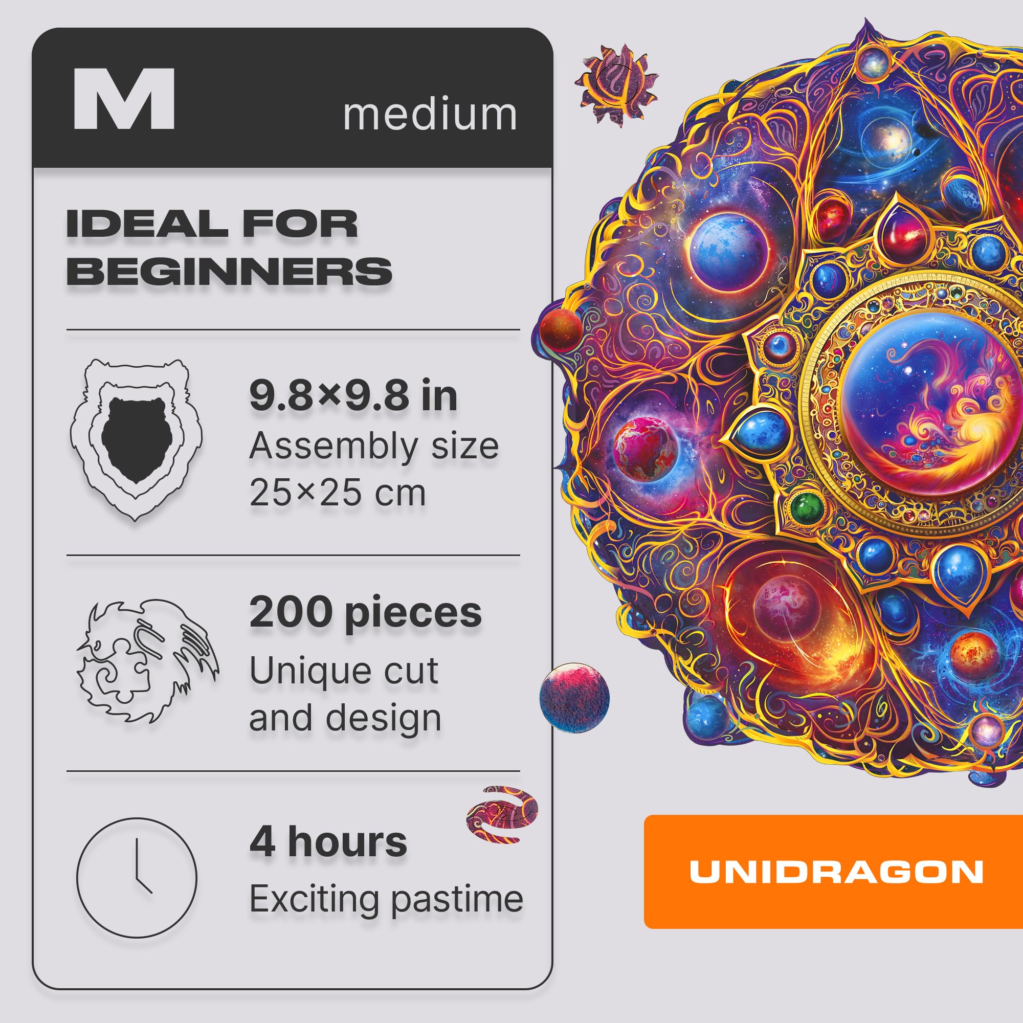 UNIDRAGON Drewniane Puzzle dla Dorosłych - Space Dreams - 200 Elementów