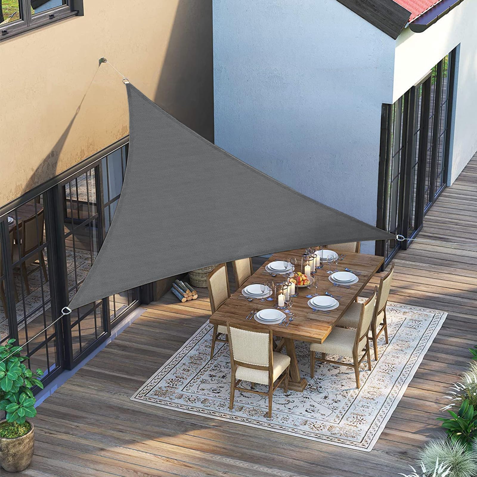 Vela Ombreggiante Triangolare Sunny Guard 3x3x3m - Impermeabile, UV 95%, Per Giardino, Terrazza, Crema - Foto 3