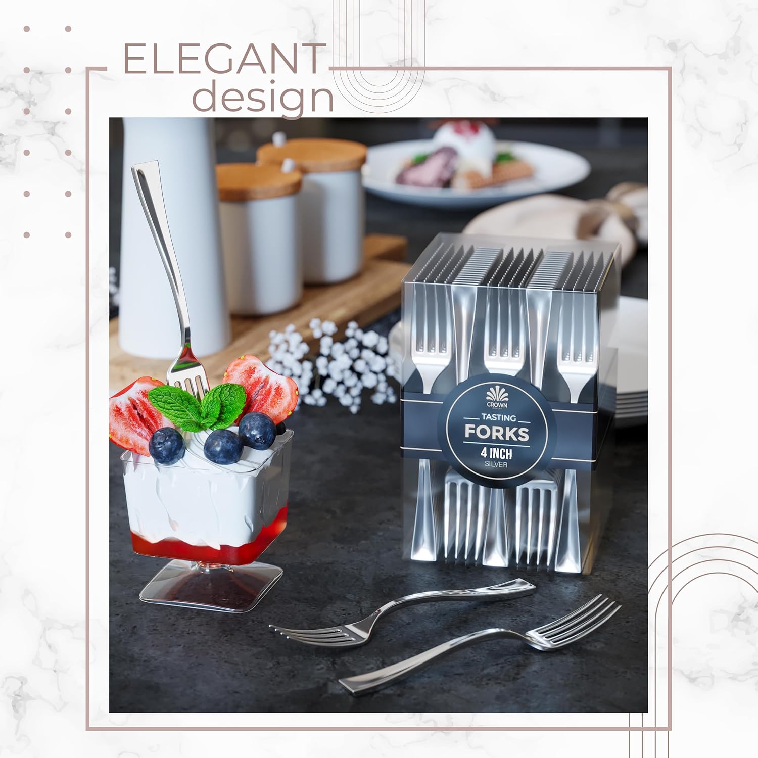 Exquisite Mini Disposable Silver Forks For Desserts - Bulk Pack Of 500 Dessert Forks – Size: 4 Inch - Color: Silver - Real Flatware Look - BPA Free - Food Safe