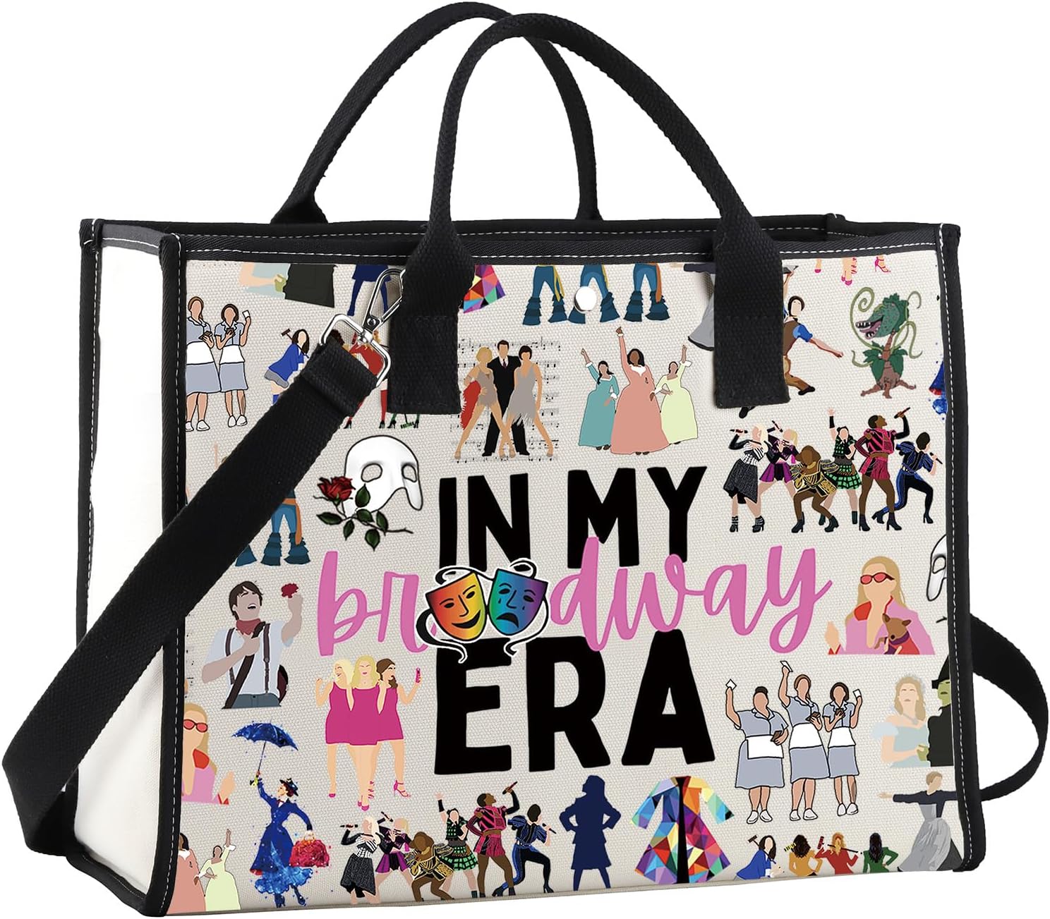 GJTIM Musical Gift Canvas Tote Bag Musical Theatre Gift Theatre Shoulder Bag for Drama Theater Thespian