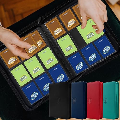 Miniatura 7 de Carpeta de tarjetas con cremallera premium, carpeta de 9 bolsillos para tarjetas coleccionables, carpeta de álbum de colección de tarjetas con