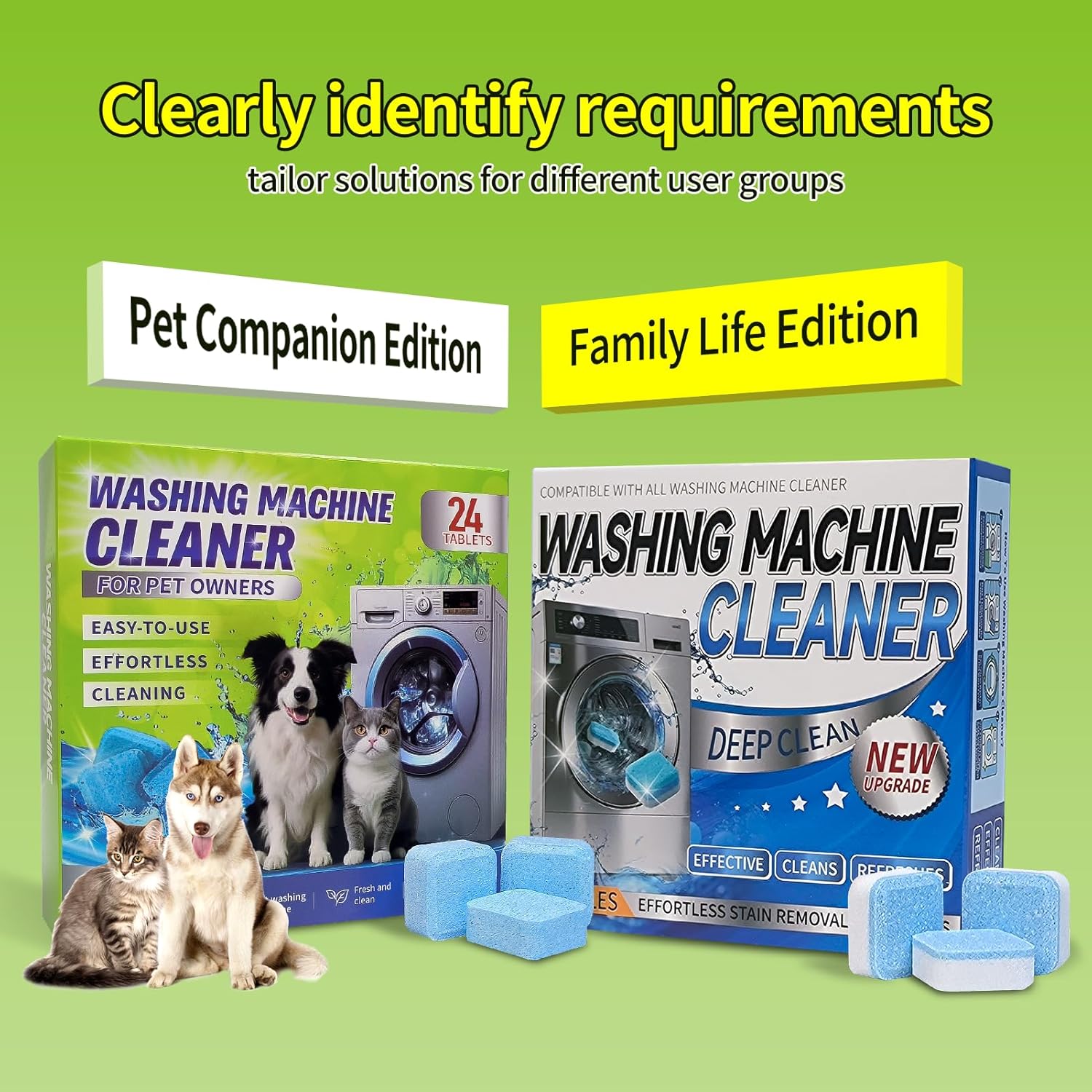 Washing Machine Cleaner Tablets - Deep Cleans & Descaler for Front Load and Top Load Washers, HE Compatible, 24 Pack Formulated for Pet Owners