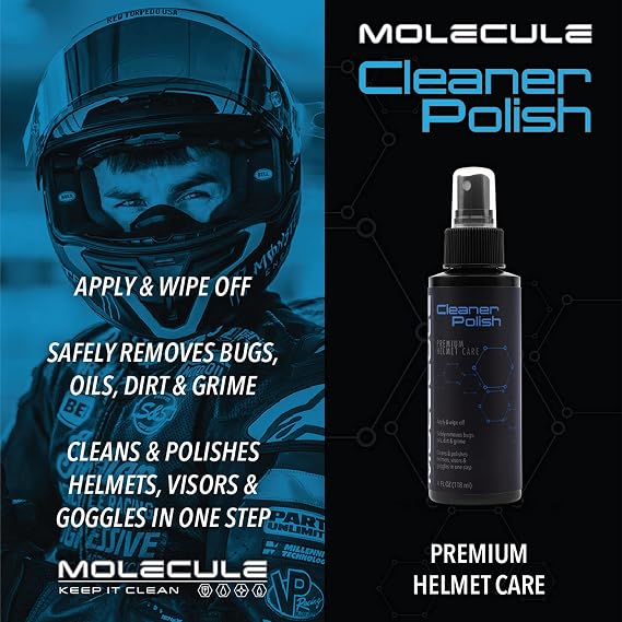 Molecule Helmet Cleaner Polish & Mud Repel Kit | Cleans, Protects & Resists Grime on Helmets, Visors, Plastics, ATVs & Off-Road Vehicle Surfaces Gloss Helmet Shine (4 oz) + Mud Repel Spray (16 oz)