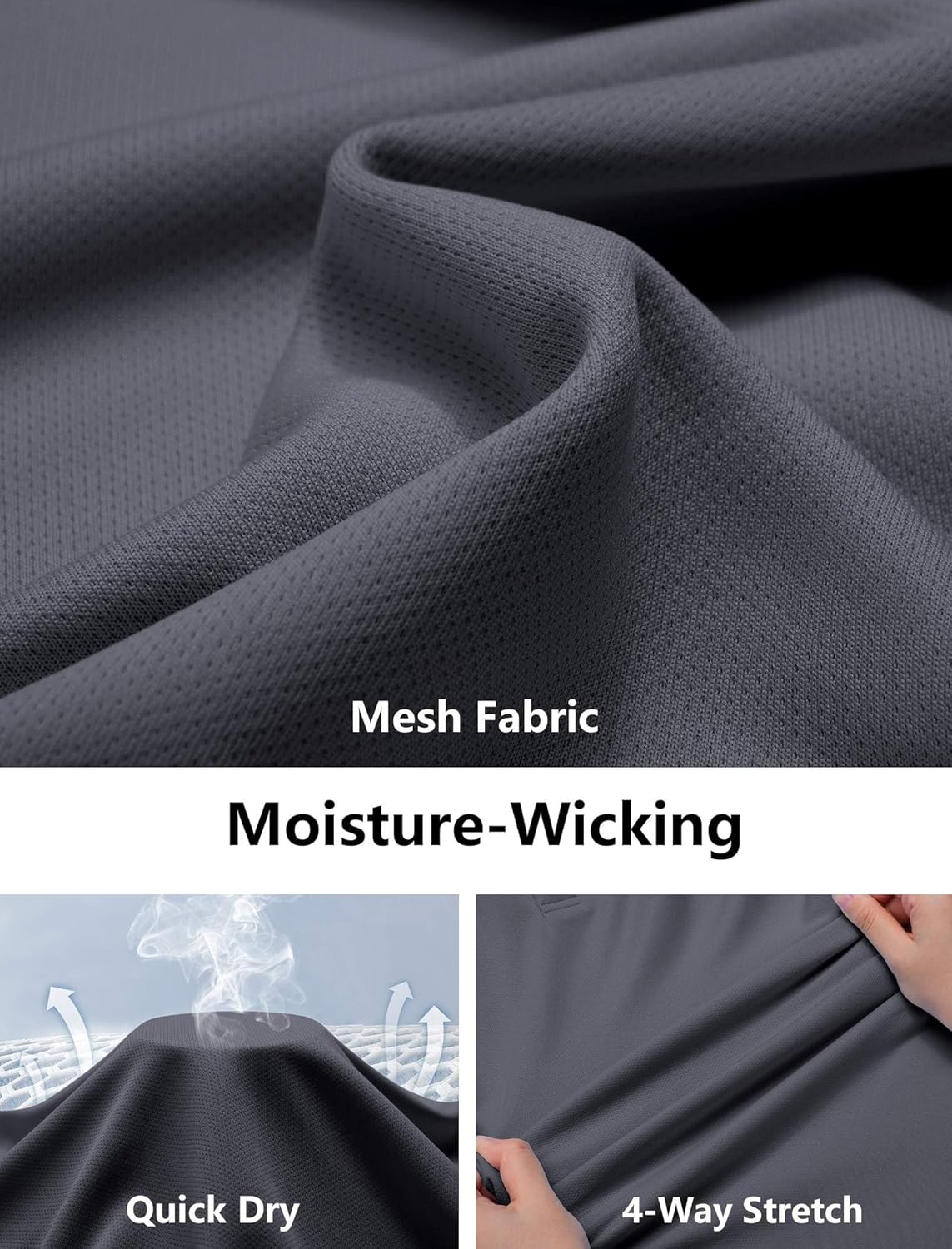 COOFANDY Mens Polo Shirts Short Sleeve Golf Shirt UPF50+ Moisture Wicking Quick Dry Collared Performance Polo Shirts for Men - Image 6