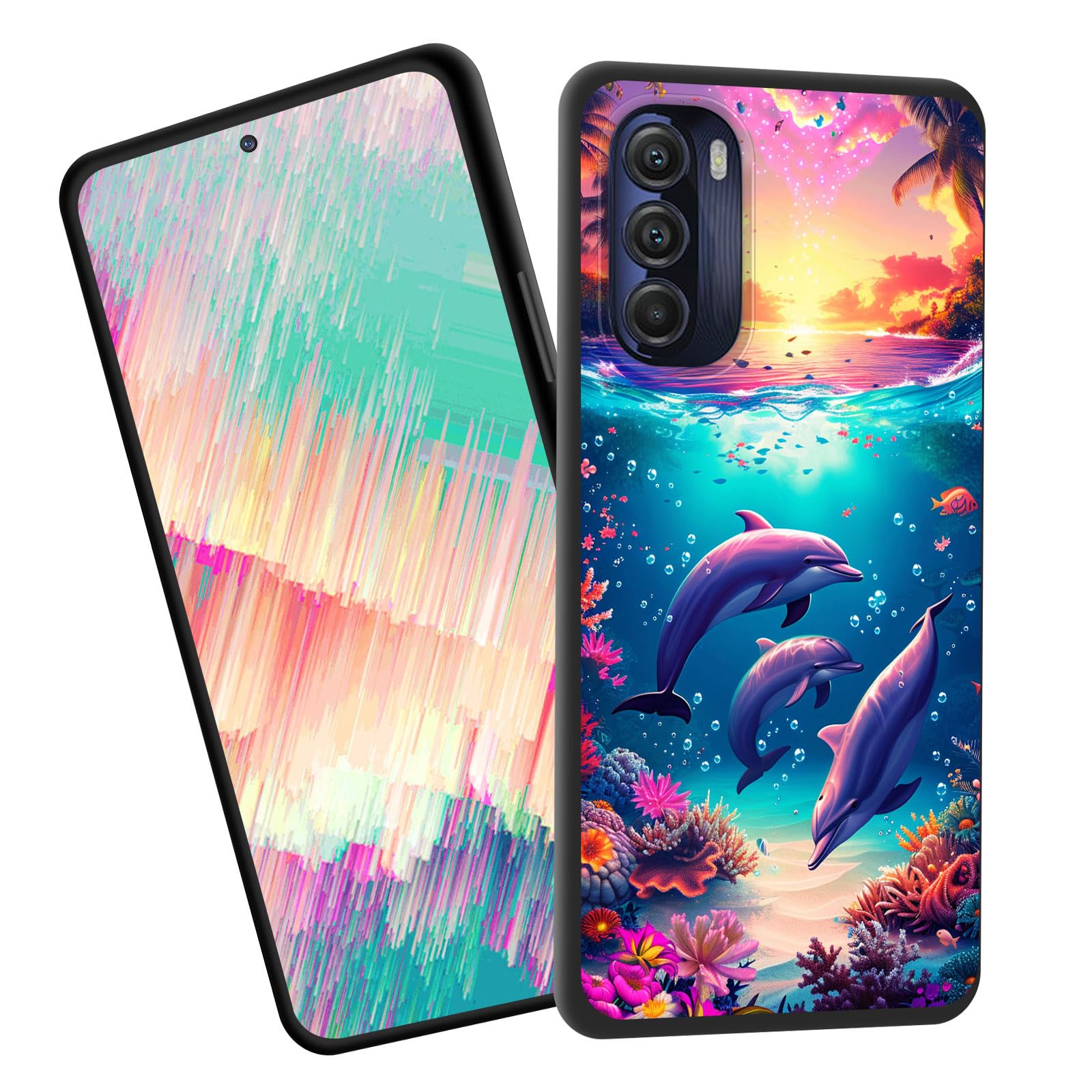 EFGWSDER for Moto G 5G 2022 Case,Slim Shockproof TPU Soft Rubber Silicone Cover Phone Case for Motorola Moto G 5G 2022,Dolphin Coral Sunshine