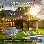 Addlon 78FT(72+6) Lumières solaires extérieures étanches, lumières à cordes puissance solaire extérieure avec télécommande & USB Port 24+2 LED Ampoules anti-éclaboussures 3 Modes de lumière, Amplable &Timable lumière solaire pour le camping arrière