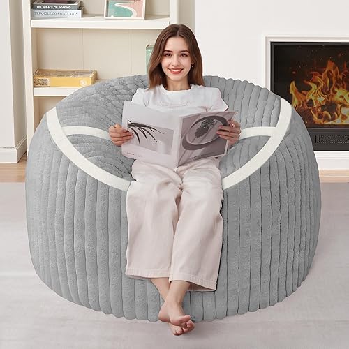 Miniatura 279 de HABUTWAY Puf gigante de 2 pies para adultos, con relleno de espuma viscoelástica, puf grande con funda de terciopelo holandés extraíble para sala de