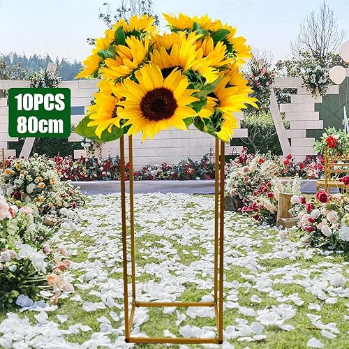 Miniatura 6 de TFCFL 410 piezas de oro de boda soporte de metal jarrón columna soporte geométrico centro de mesa jarrón (estilo 1)