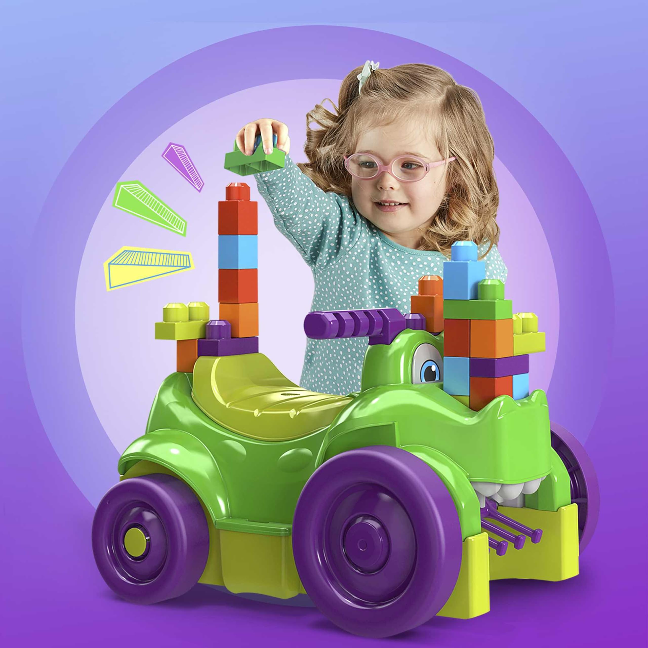 Mega Bloks Cocodrilo Monta y zampa, Juguete Bloques de construcción para niños +1 año (Mattel GFG22)