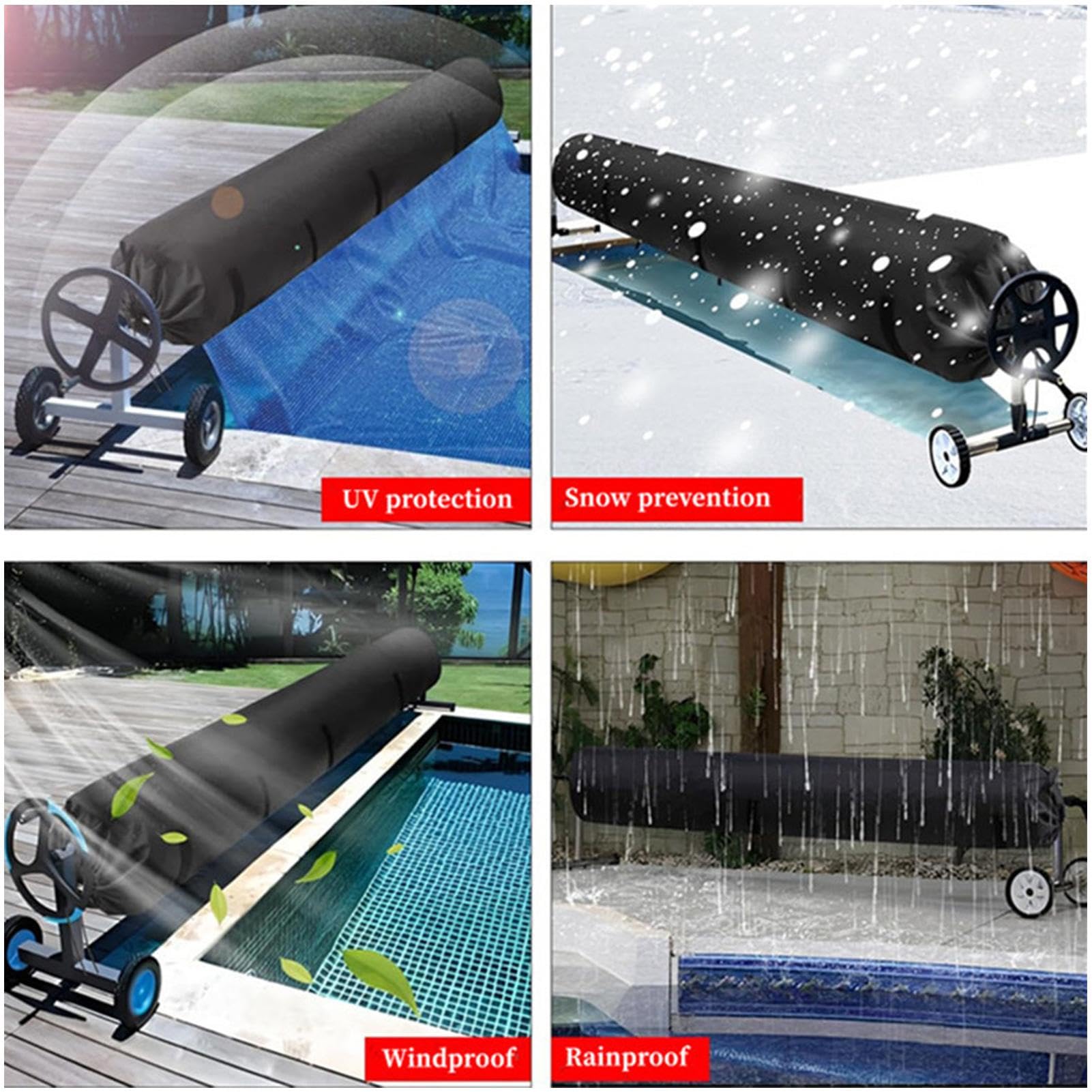 Rullo avvolgitore per copertura piscina Protezione In Oxford 420D Con | Copertura Protettiva Per Telo Solare Per Giardino Esterno Patio Cortile Retro Protezione Da Pioggia Sole Neve E G