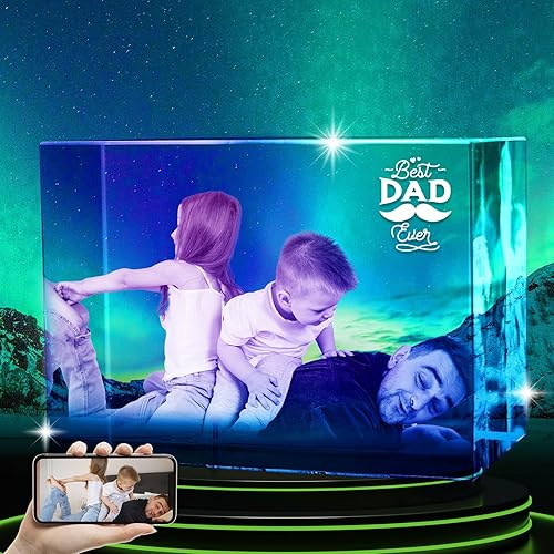Miniatura 9 de Foto de cristal 3D personalizada, base de luz multicolor y caja de regalo incluida, foto personalizada de cristal grabado con láser 3D para mamás,