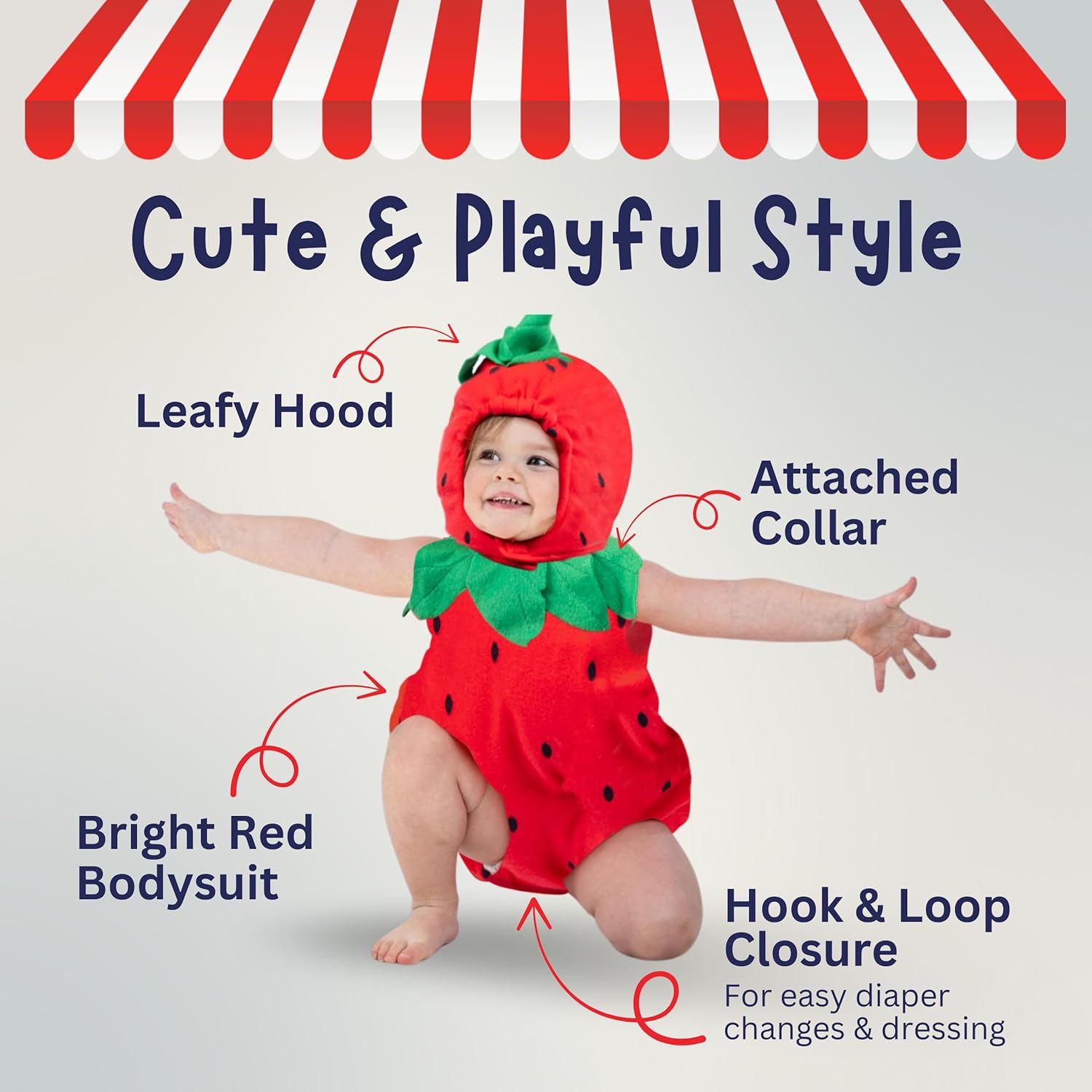 Dress Up America Baby Strawberry Costume - Halloween Strawberry Romper for Girls - Image 2