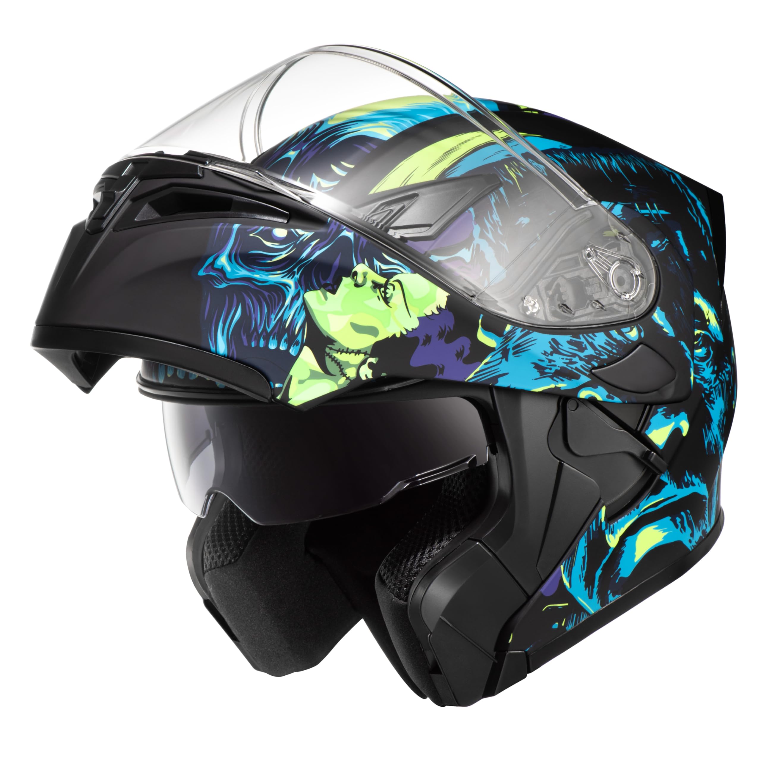 KYPARA Motorcycle Dual Visor Flip up Modular Full Face Helmet