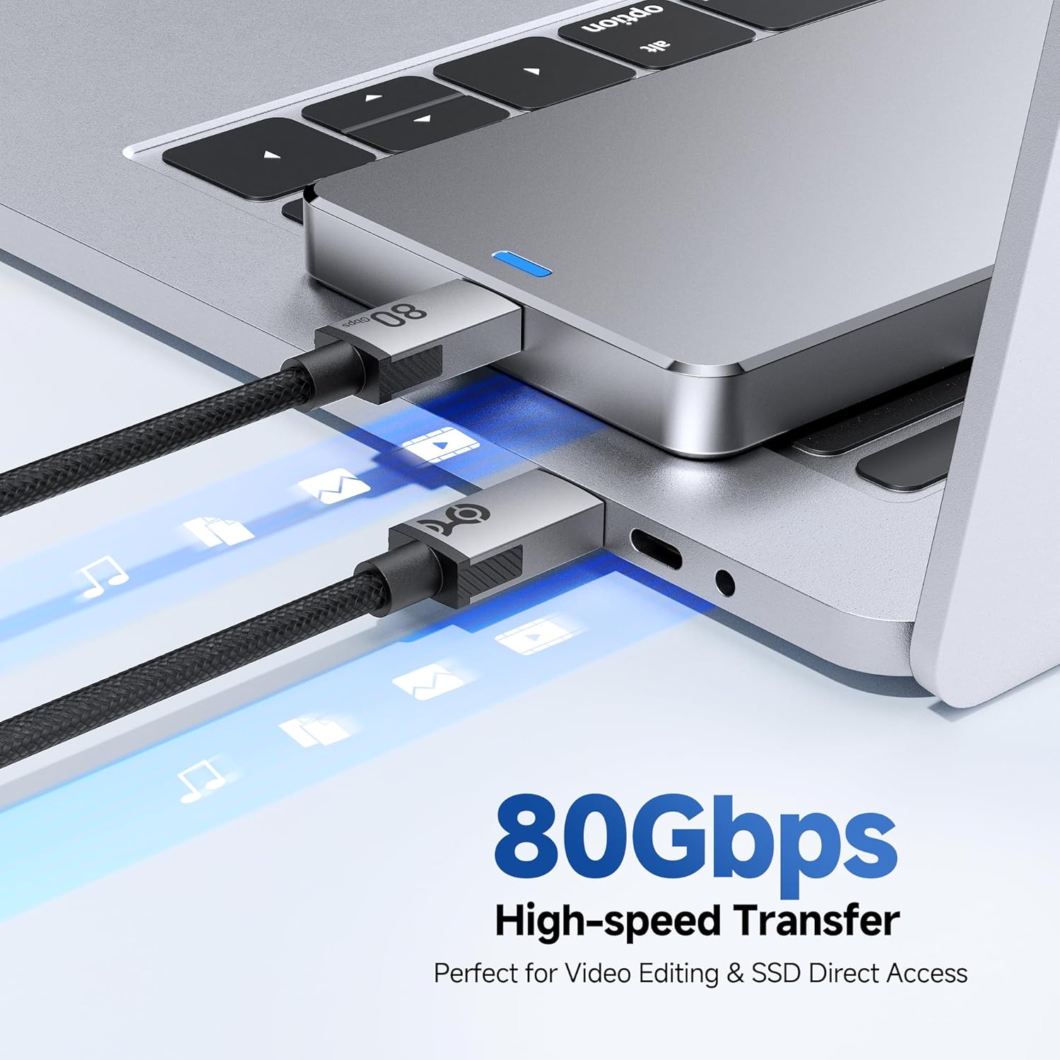 Cable Matters 80Gbps Premium Braided USB4 Cable - 6.6ft / 2m, Up to [8K@120Hz / 4K@480Hz Video, 240W Charging, 80Gbps Data Transfer], USB 4 Cable Compatible with Thunderbolt 5 / Thunderbolt 4 / USBC - Image 3