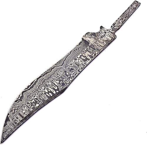 Miniatura 2 de Nooraki BB-4040 Hecho a mano de acero de Damasco de 15 pulgadas cuchillo de hoja en blanco hermoso patrón en la hoja, haz tu propio deseo de mango y