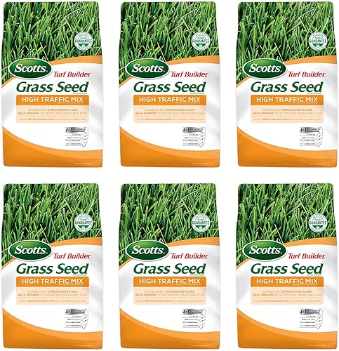 ScottsFertilizante 18354Turf Builder zacate Mezcla de semillas y 6Pack de alto Tráfico 3Lb