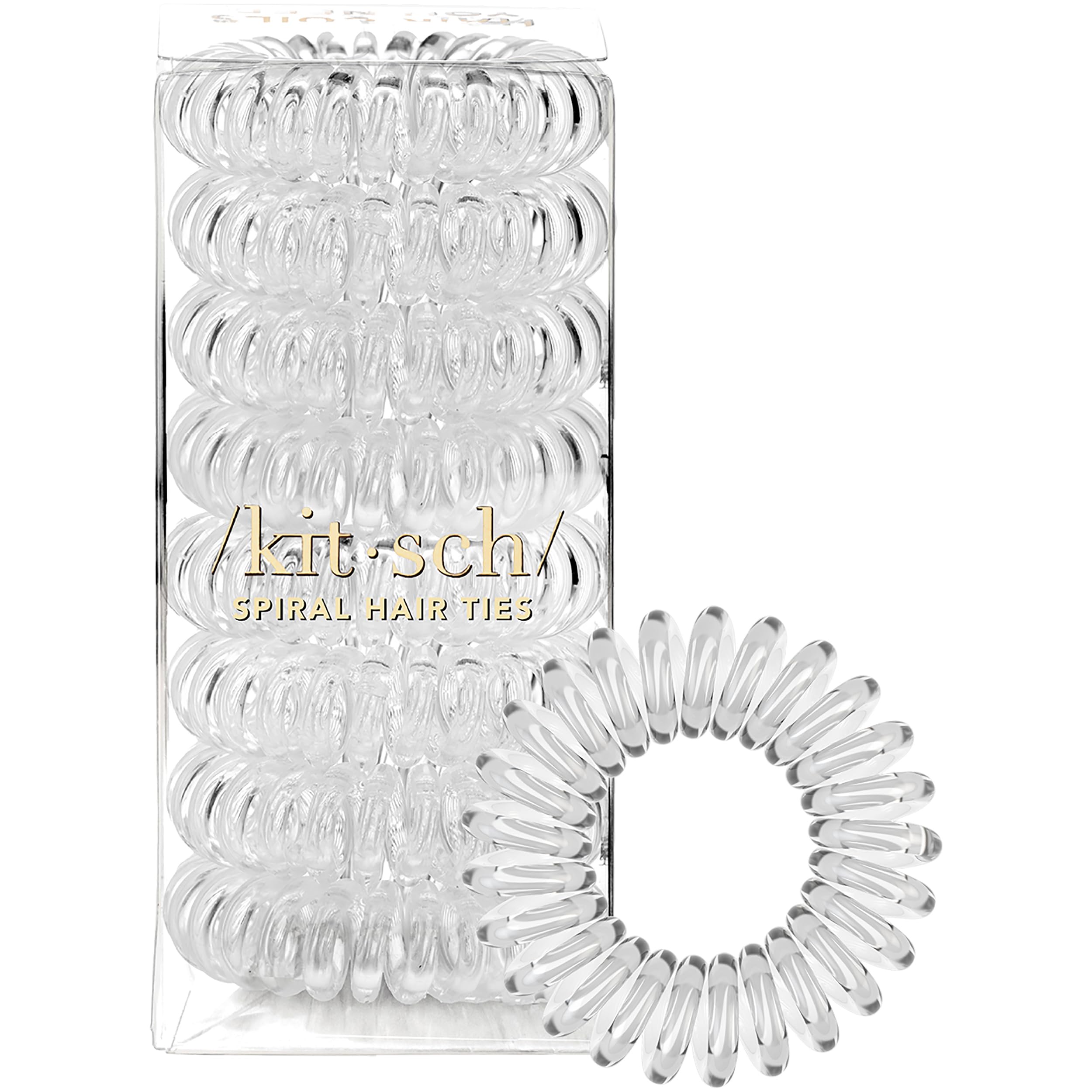 Kitsch Spiral Hair Ties for Women, Coil Hair Ties for Thick Hair, No Crease Hair Tie, Spiral Hair Ties No Damage, Hair Coils & Phone Cord Hair Ties for Thin Hair, Hair Ties Spiral, 8pcs (Transparent)