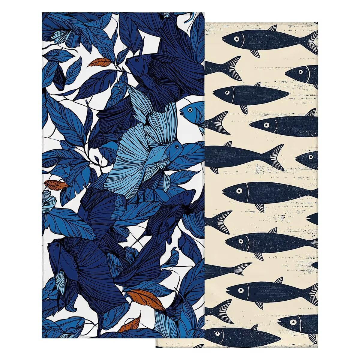 Toalla Playa 100x200 cm, Toalla Gimnasio Microfibra Secado Rapido, Juego de 2 Antiarena Toallas de Playa, Ligera Compacta Toallas Microfibra Grande para Viaje, Regalo Hombre Regalo Mujer (Pez) -4421