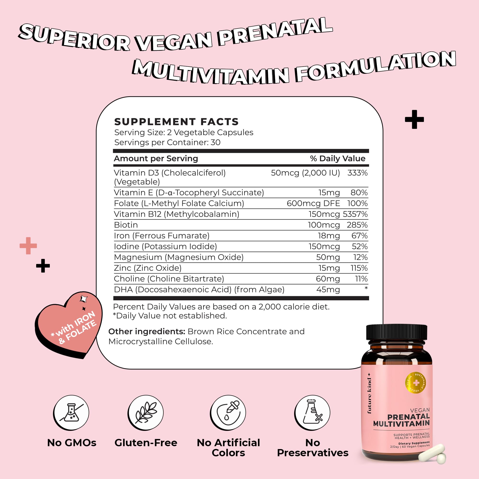 Future Kind Prenatal Vitamin with DHA & Folate, Pregnancy & Lactation, 60ct — Amazon image 6