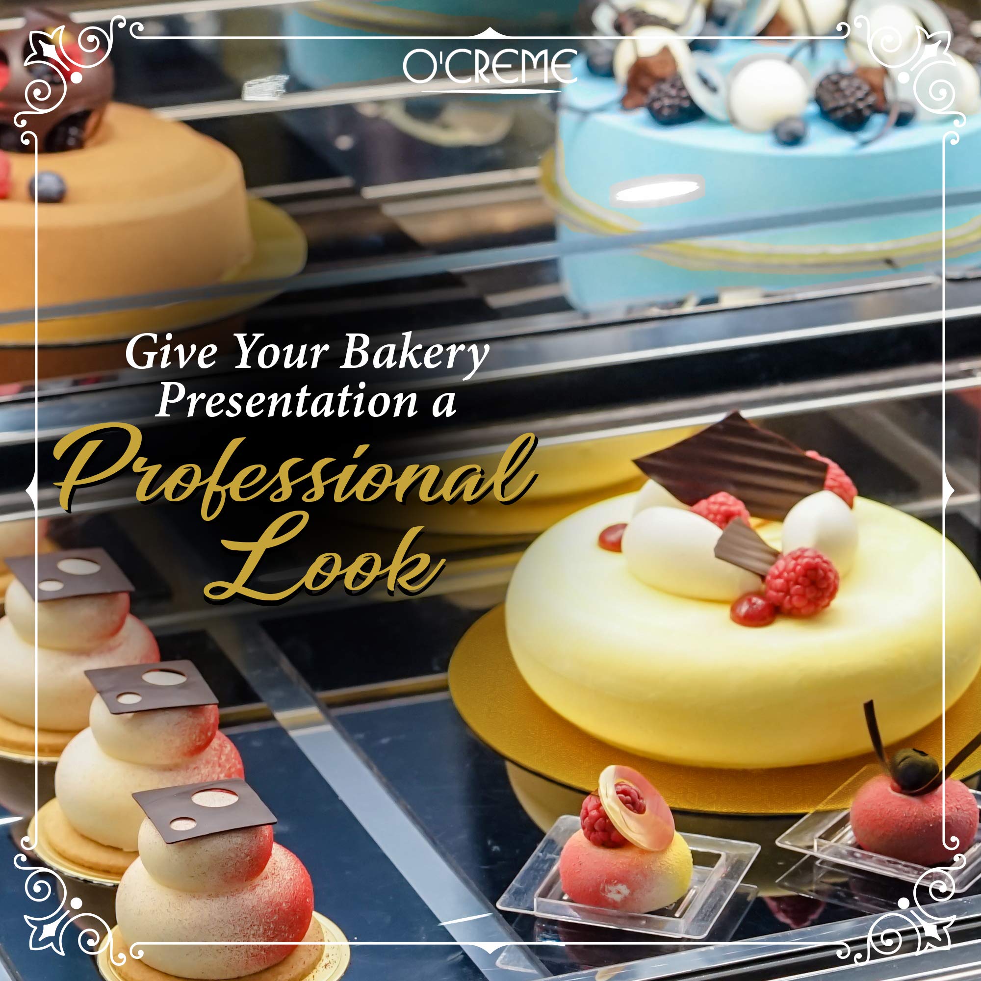 O'CREME Gold Wraparound Cake Pastry Round Drum Board 1/4 Inch Thick, 14 Inch Diameter - Pack of 10