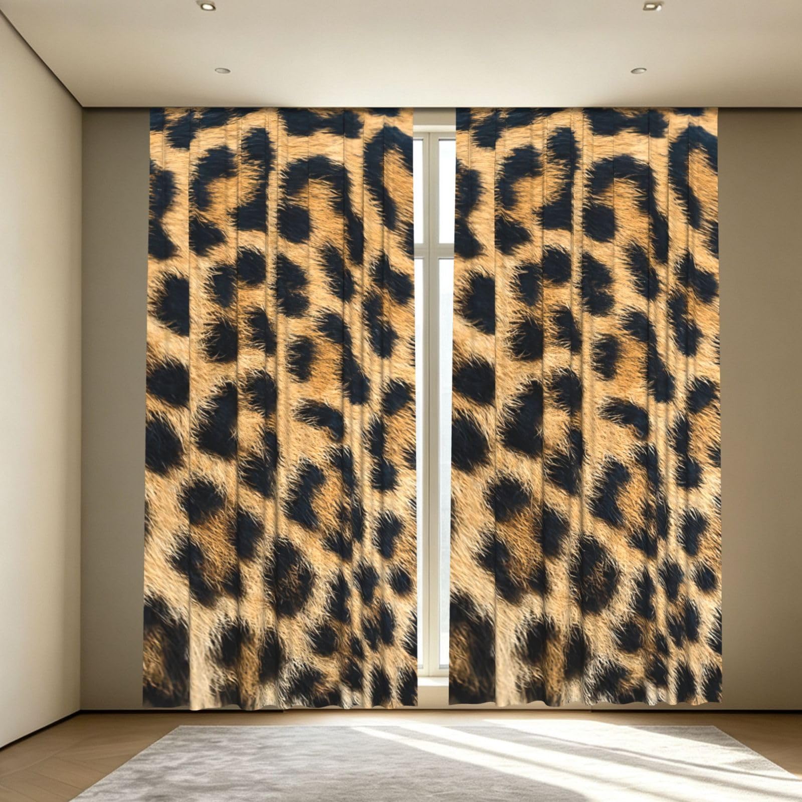Yyoretp Rough Leopard print Print Blackout Curtains for Living Room Bedroom Thermal Insulated Window Drapes.