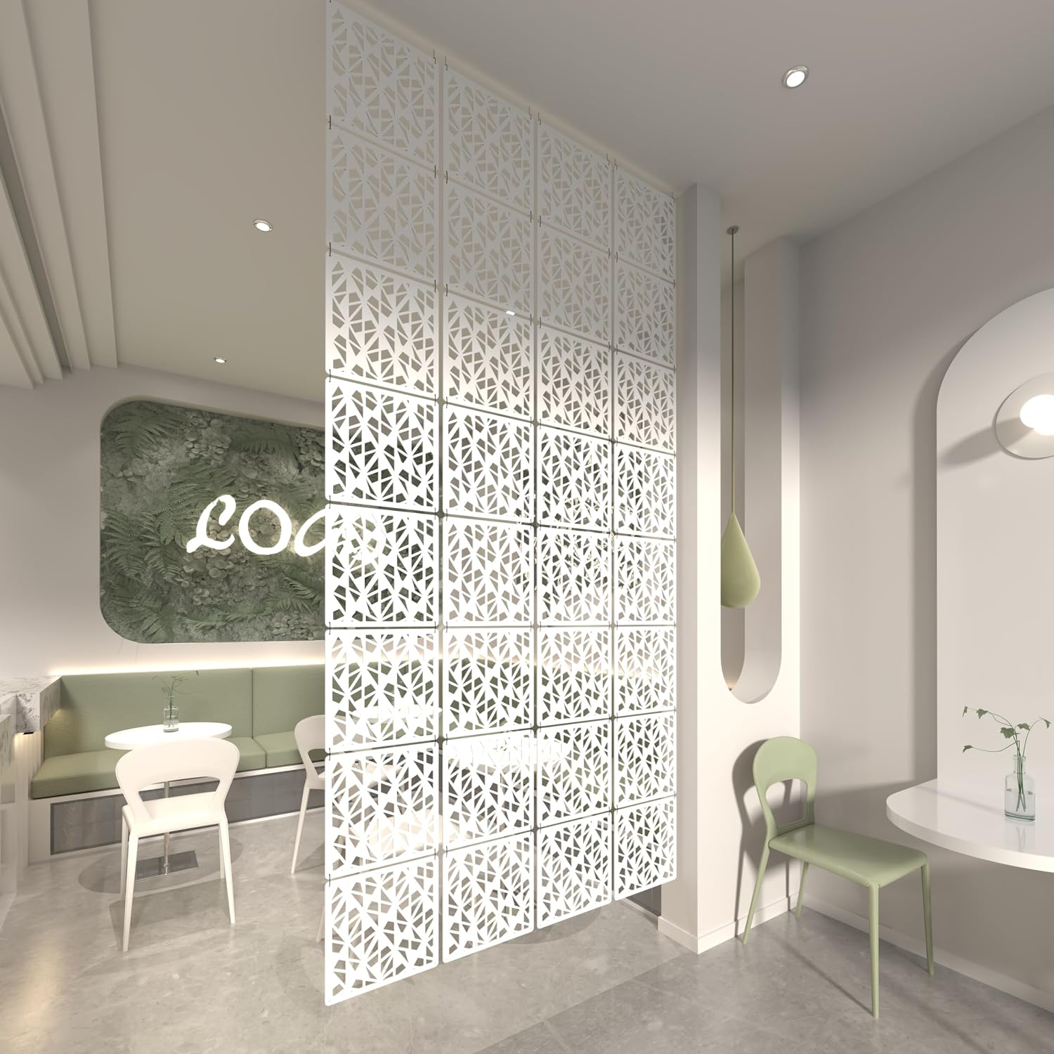 White Hanging Room Divider Panels, Set of 12