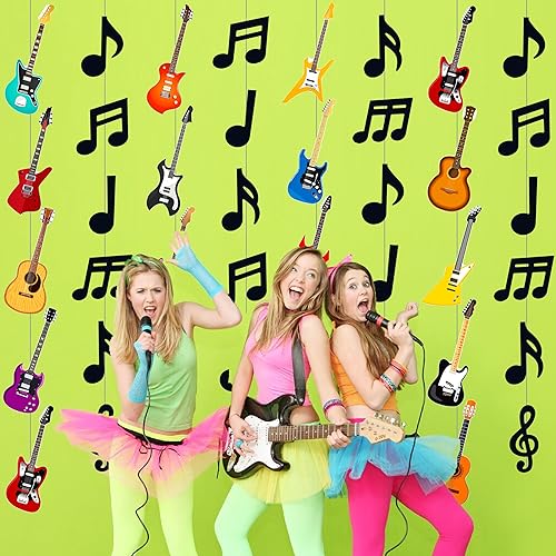 Miniatura 5 de 8 guirnaldas colgantes de fiesta musical para cumpleaños, decoración musical para colgar notas musicales, guirnaldas de techo para músico, fiesta de