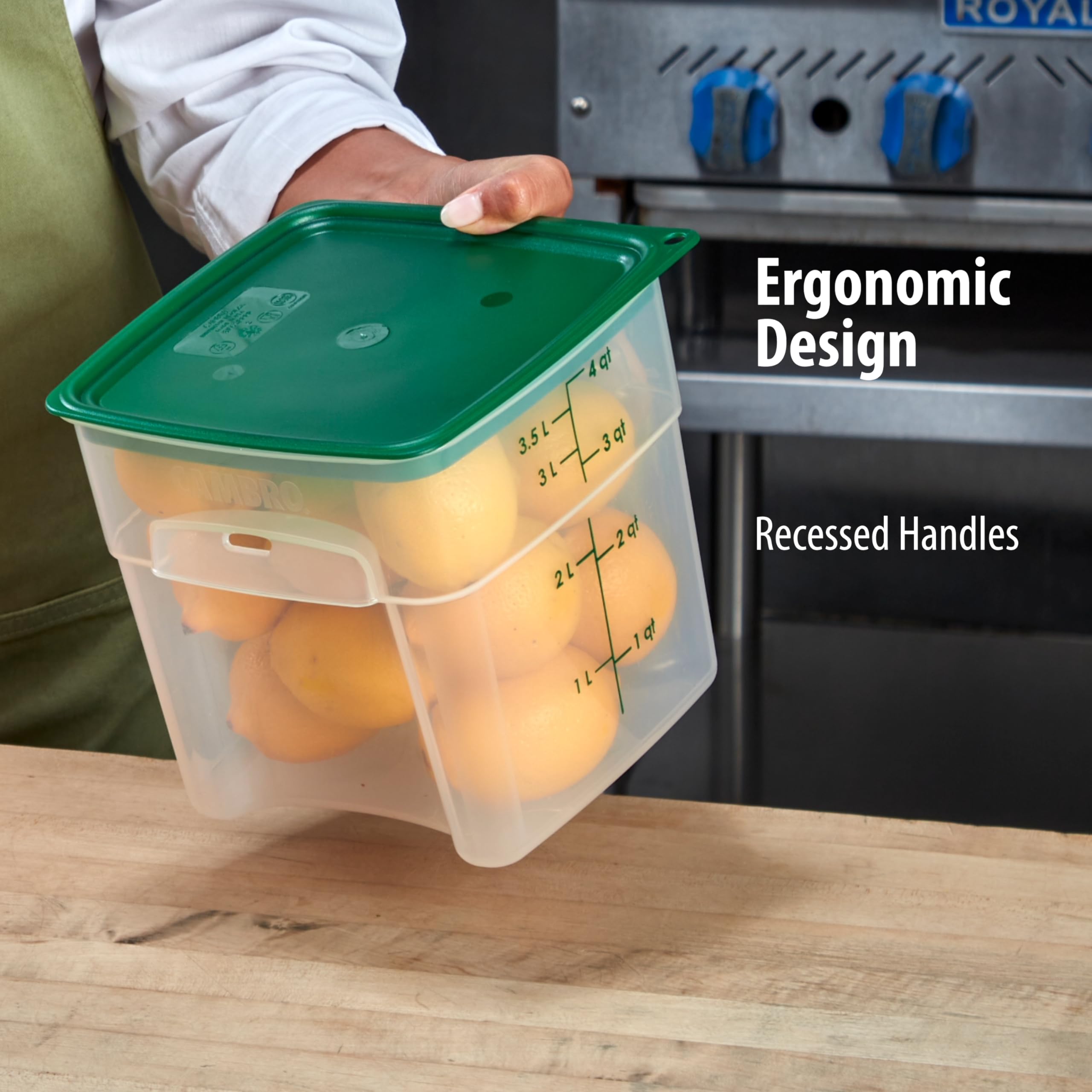 Cambro Recipientes de almacenamiento de alimentos sin BPA de 4 cuartos con tapa, paquete de 2 unidades, en la serie FreshPro opaco, ideal para organización de despensa y refrigerador, hornear y