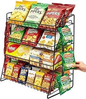 Candy Display Rack with10 Clips, Snack Organizer for Countertop